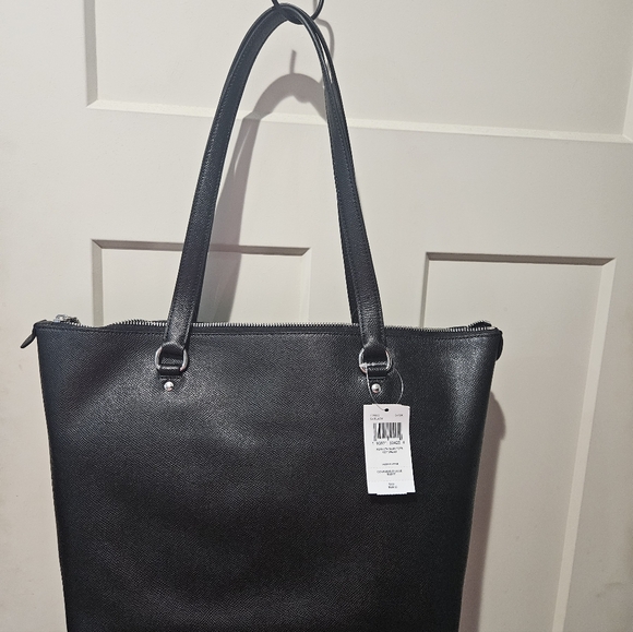 Coach Black and Silver Leather Tote Bag - Picture 2 of 8